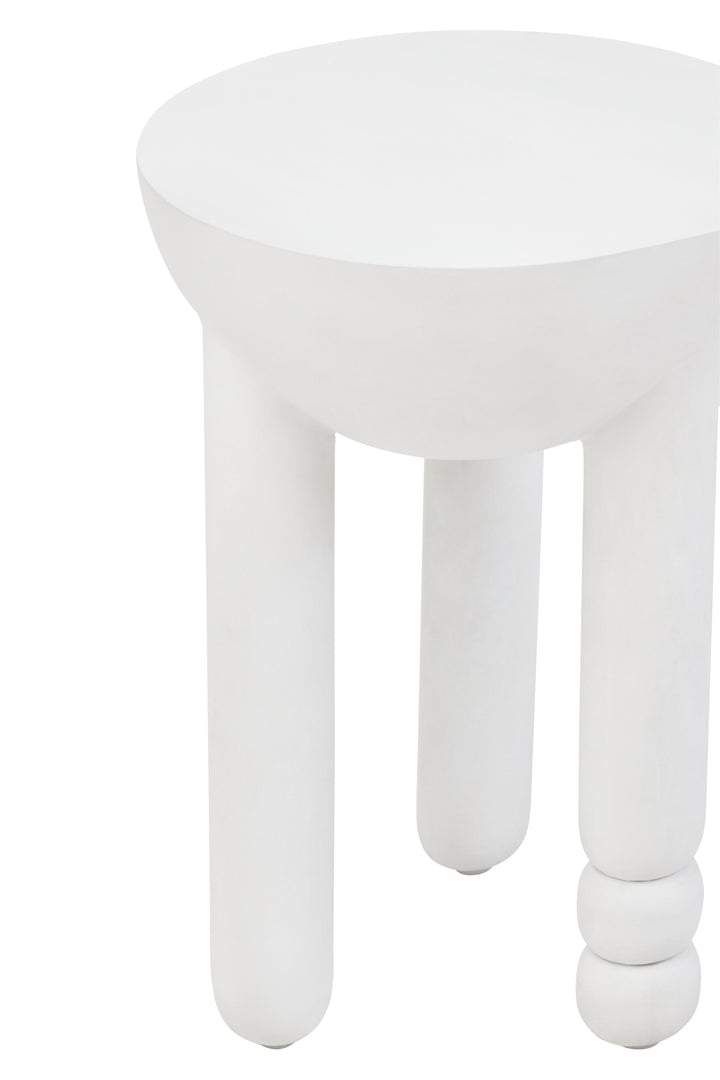 Cuckoo Whitewash Mango Wood Column Detail Round Side Table