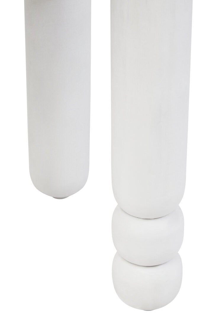 Cuckoo Whitewash Mango Wood Column Detail Round Side Table