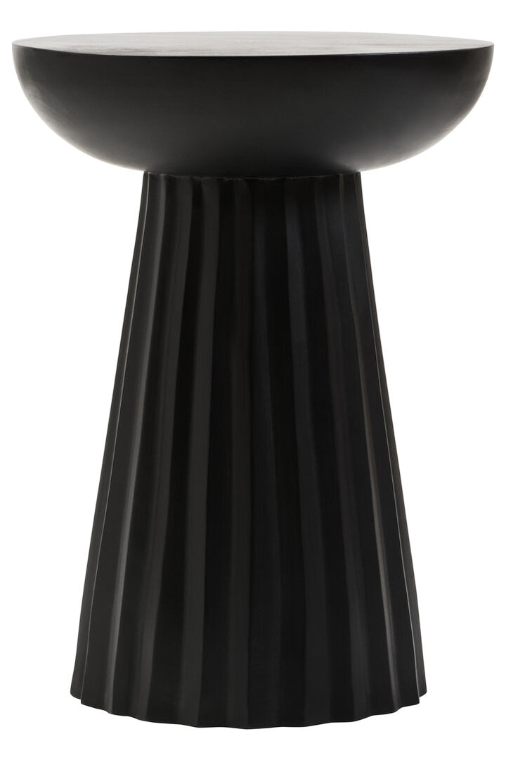 Cuckoo Black Finish Mango Wood Carved Ridge Side Table