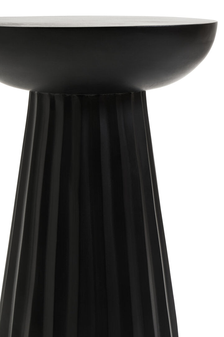 Cuckoo Black Finish Mango Wood Carved Ridge Side Table