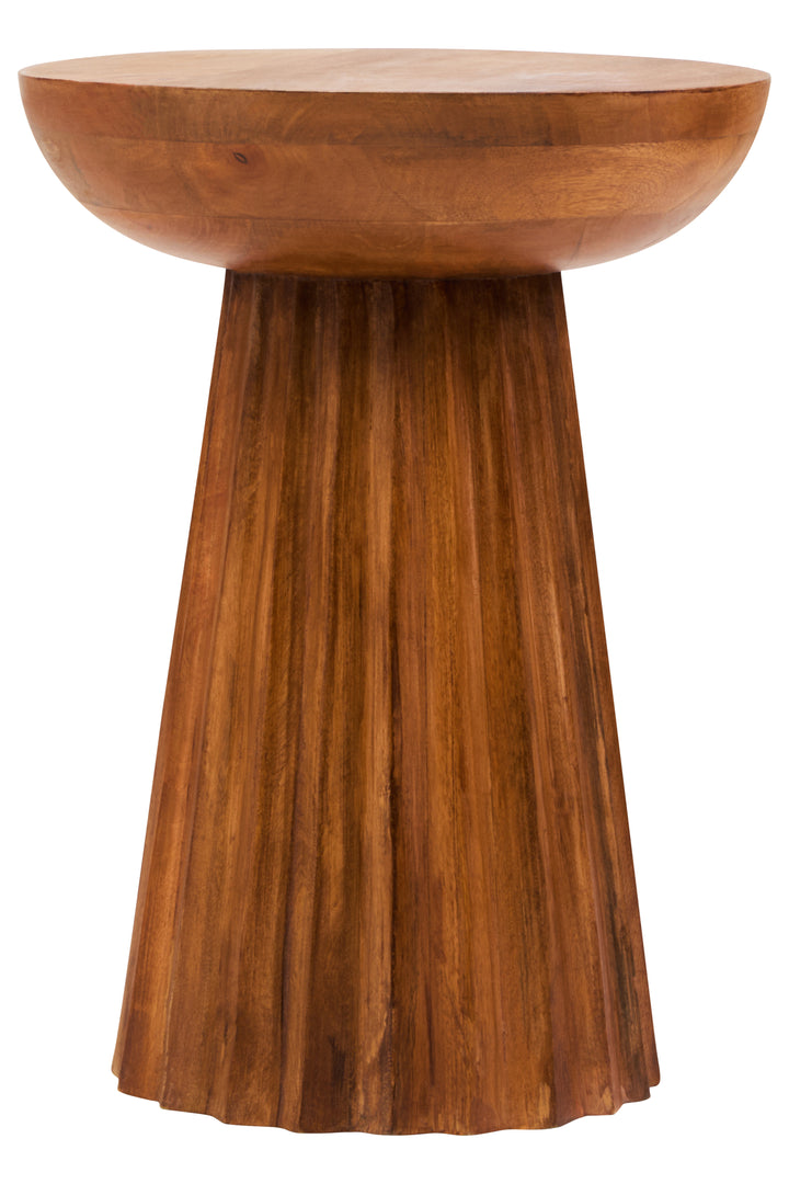 Cuckoo Natural Mango Wood Carved Ridge Side Table