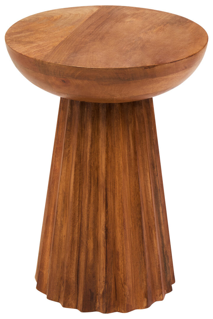 Cuckoo Natural Mango Wood Carved Ridge Side Table