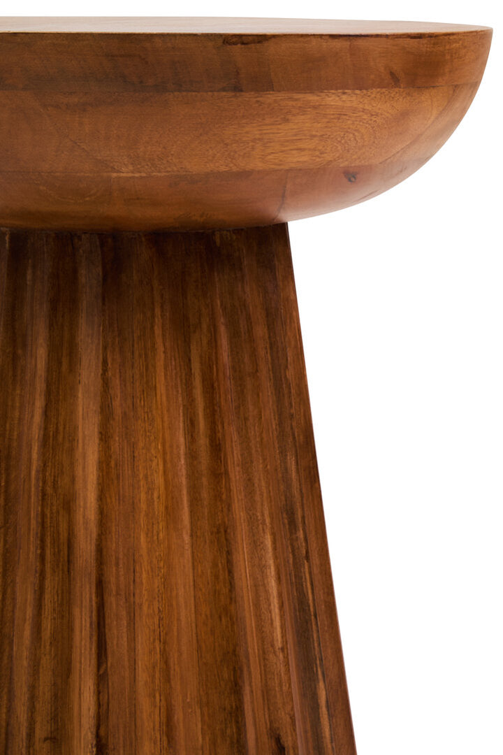 Cuckoo Natural Mango Wood Carved Ridge Side Table