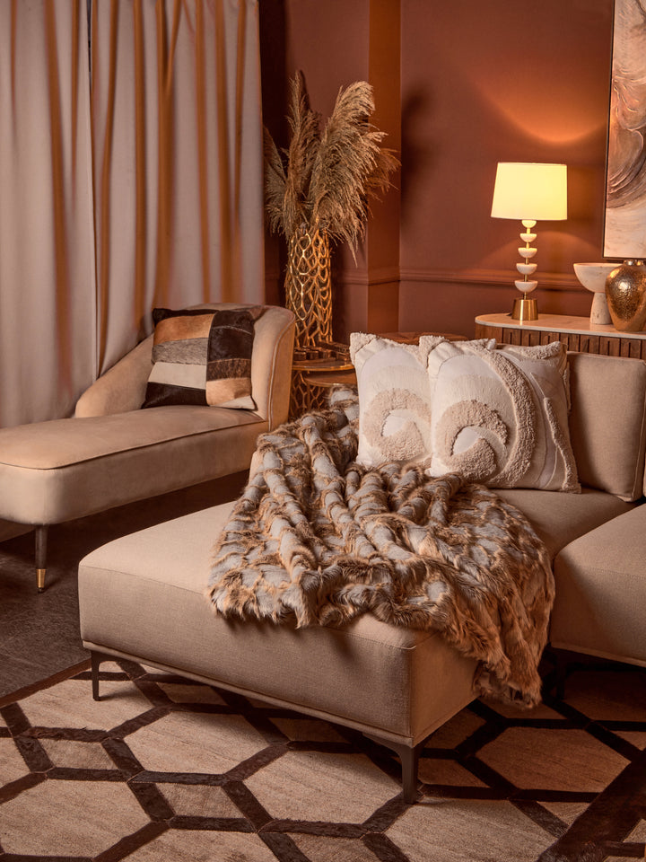 Dove Lamina Grey And Natural Fur Throw