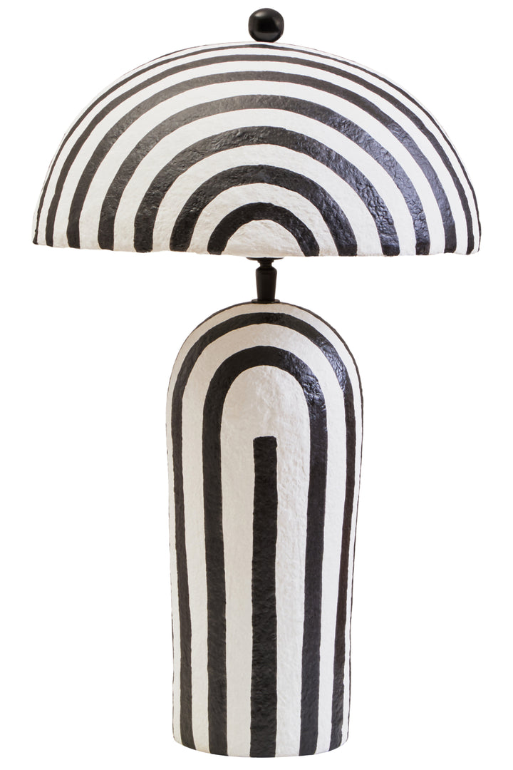 Thrush 50cm Black And White Stripe Table Lamp With Dome Shade