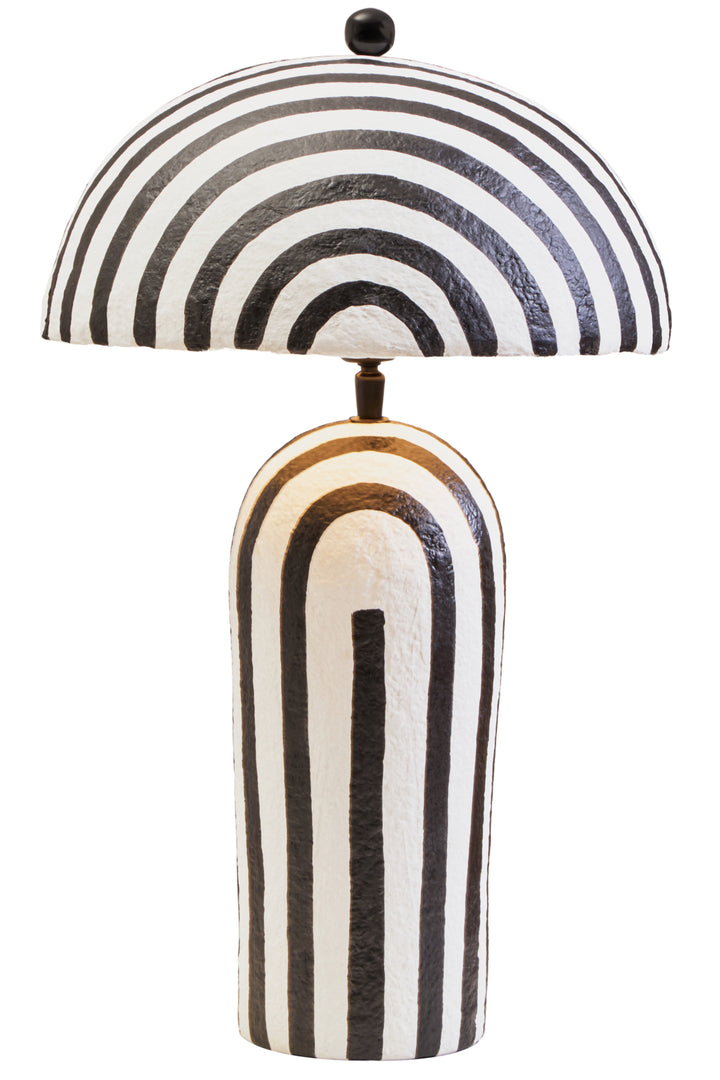 Thrush 50cm Black And White Stripe Table Lamp With Dome Shade
