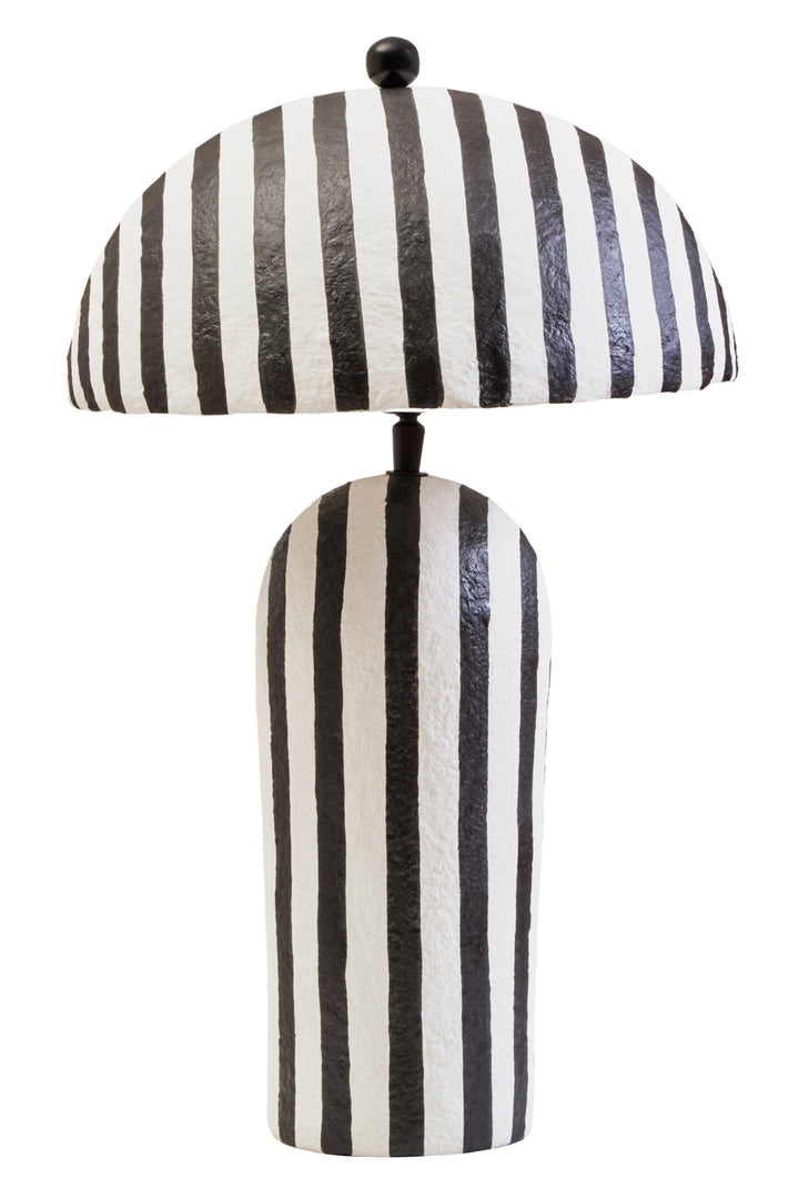 Thrush 50cm Black And White Stripe Table Lamp With Dome Shade