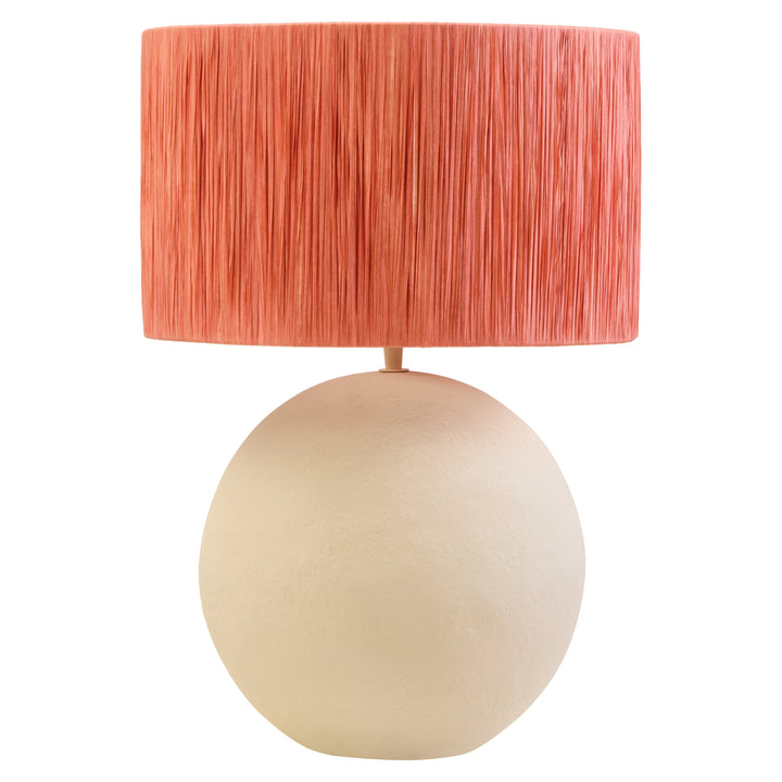 Thrush 58cm Natural Papier Mache Table Lamp With Rust Raffia Shade