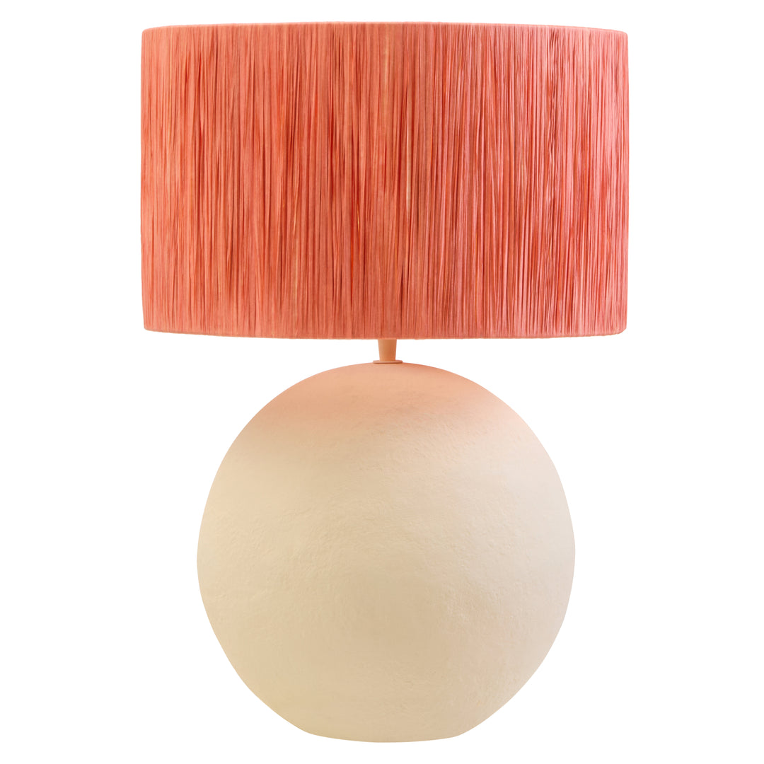 Thrush 58cm Natural Papier Mache Table Lamp With Rust Raffia Shade