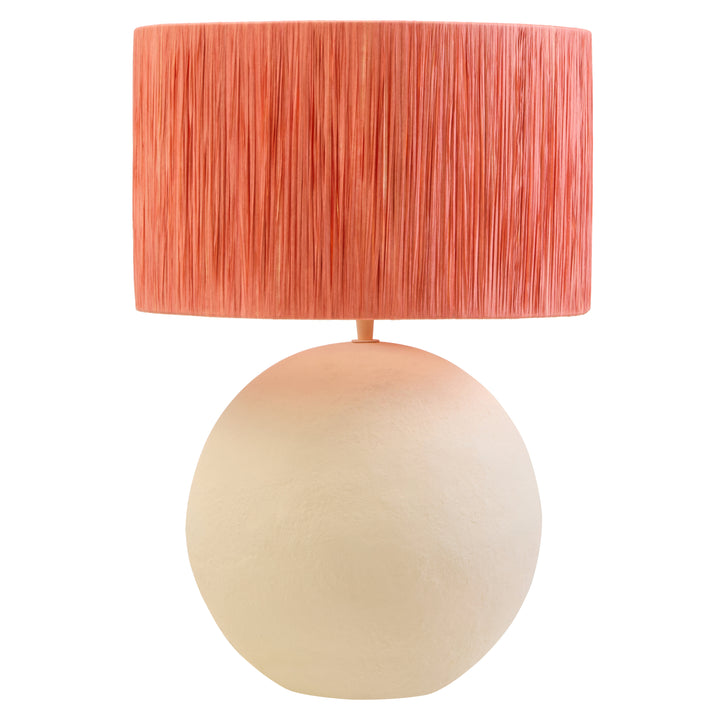 Thrush 58cm Natural Papier Mache Table Lamp With Rust Raffia Shade