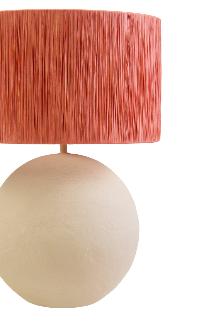 Thrush 58cm Natural Papier Mache Table Lamp With Rust Raffia Shade