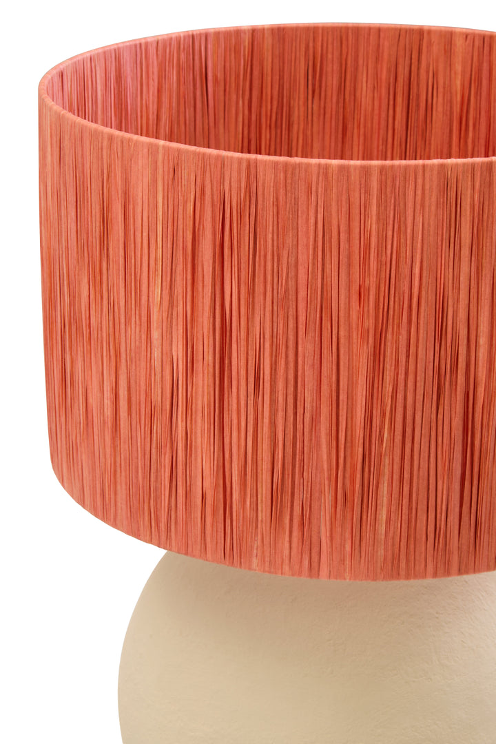 Thrush 58cm Natural Papier Mache Table Lamp With Rust Raffia Shade