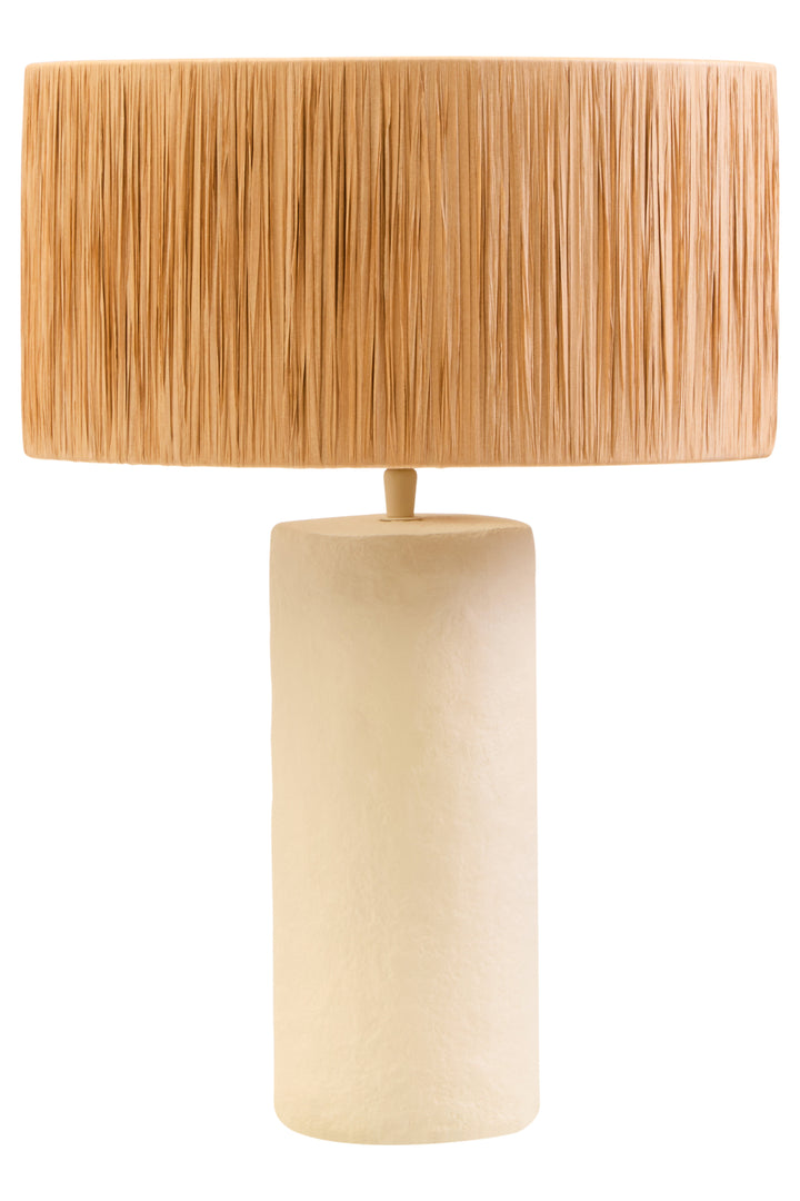 Thrush 51cm Natural Papier Mache Table Lamp With Natural Raffia Shade