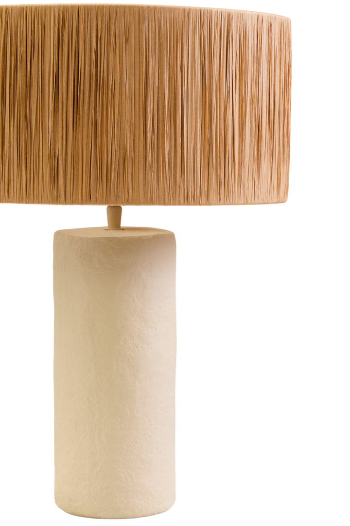 Thrush 51cm Natural Papier Mache Table Lamp With Natural Raffia Shade