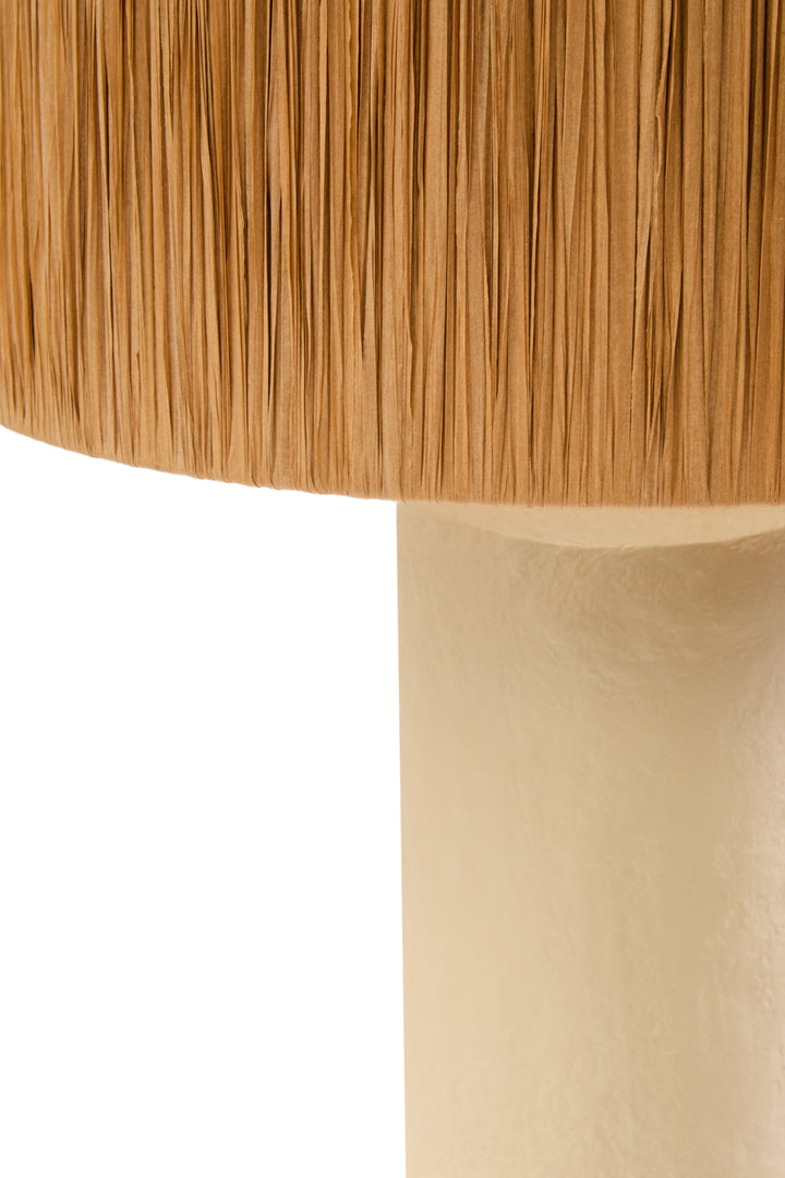 Thrush 51cm Natural Papier Mache Table Lamp With Natural Raffia Shade