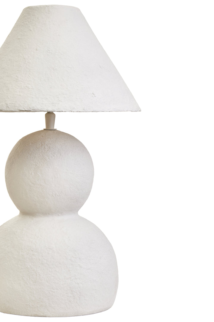 Thrush 44cm White Papier Mache Table Lamp