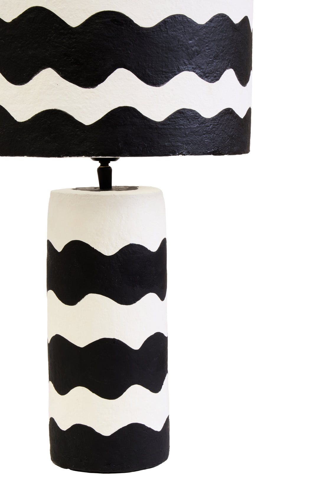 Thrush 50cm Black And White Curved Stripe Papier Mache Table Lamp