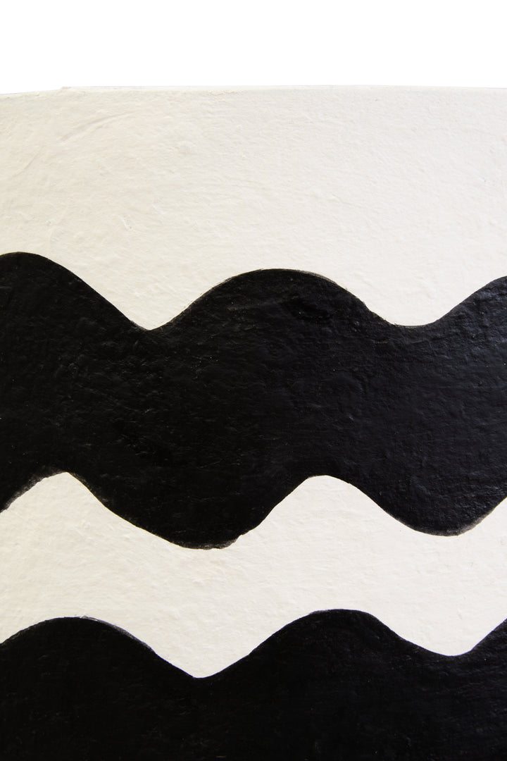 Thrush 50cm Black And White Curved Stripe Papier Mache Table Lamp