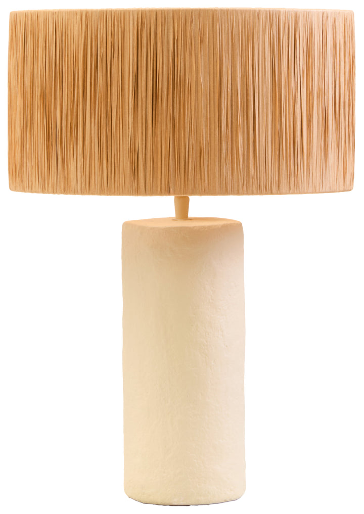 Thrush 51cm Natural Papier Mache Table Lamp With Natural Raffia Shade