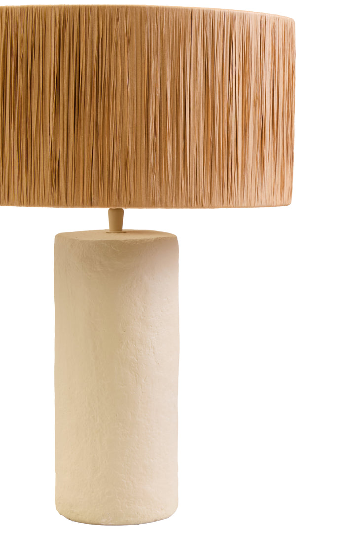 Thrush 51cm Natural Papier Mache Table Lamp With Natural Raffia Shade