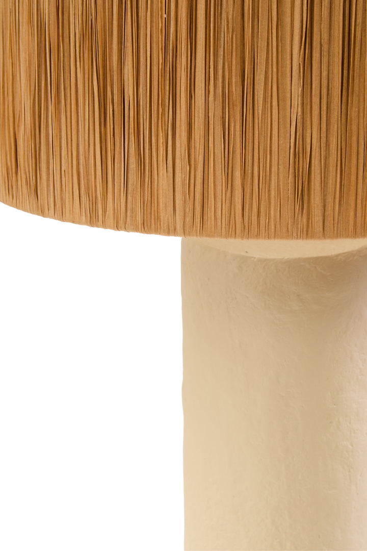 Thrush 51cm Natural Papier Mache Table Lamp With Natural Raffia Shade