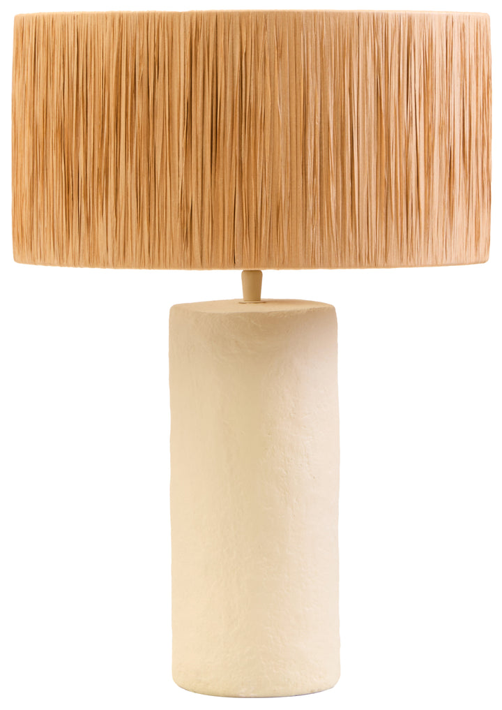 Thrush 51cm Natural Papier Mache Table Lamp With Natural Raffia Shade
