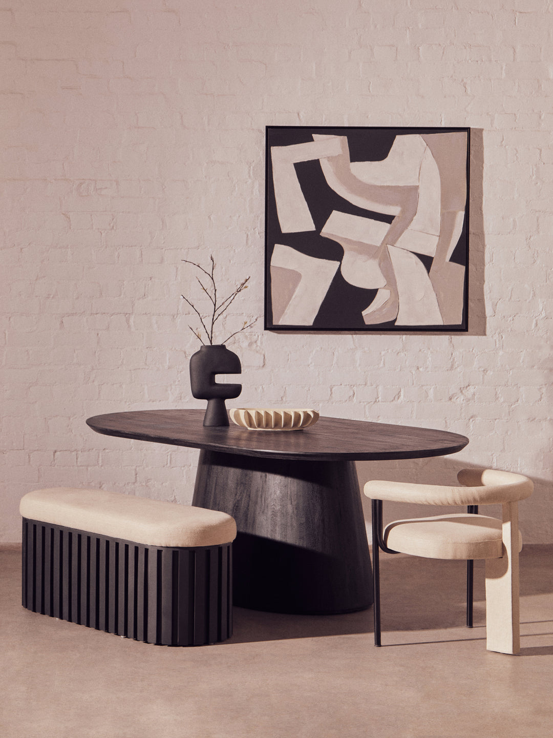 Thrush Oval Mango Wood Black Finish Dining Table