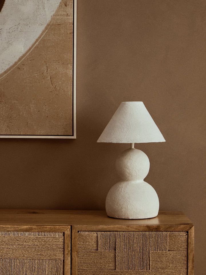 Thrush 44cm White Papier Mache Table Lamp