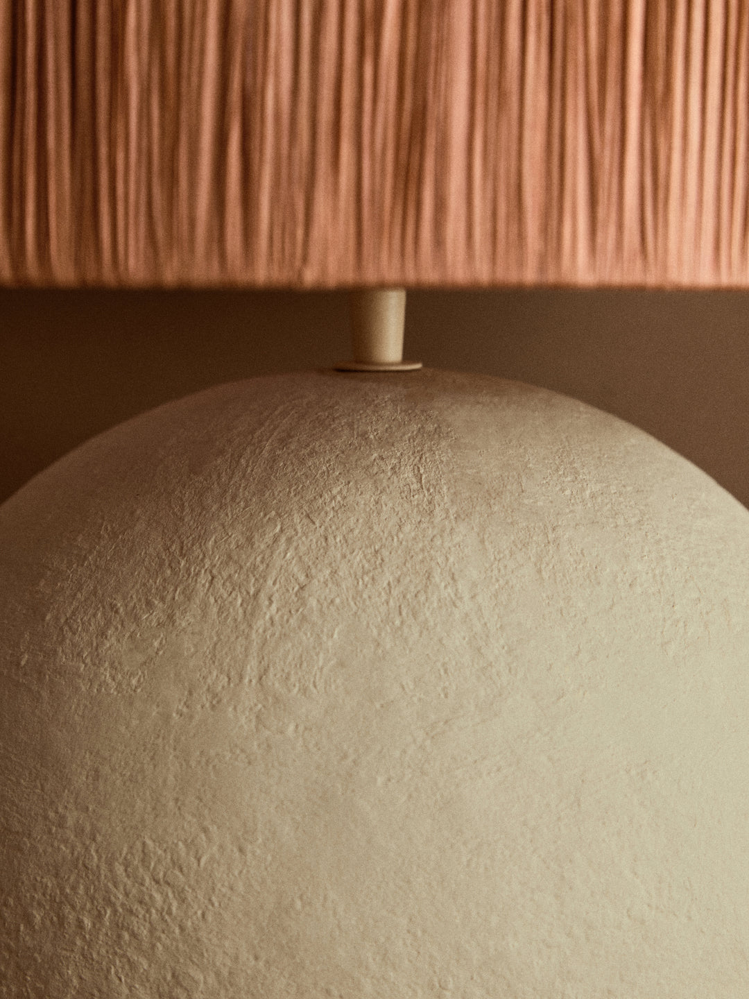 Thrush 58cm Natural Papier Mache Table Lamp With Rust Raffia Shade