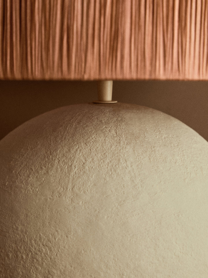 Thrush 58cm Natural Papier Mache Table Lamp With Rust Raffia Shade