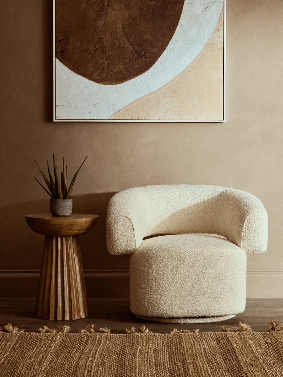 Cuckoo Natural Mango Wood Carved Ridge Side Table