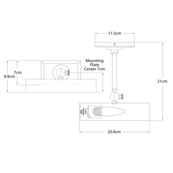 Cabinet Maker's Single Picture Light Bronze, Picture Light, Small - Andrew Martin