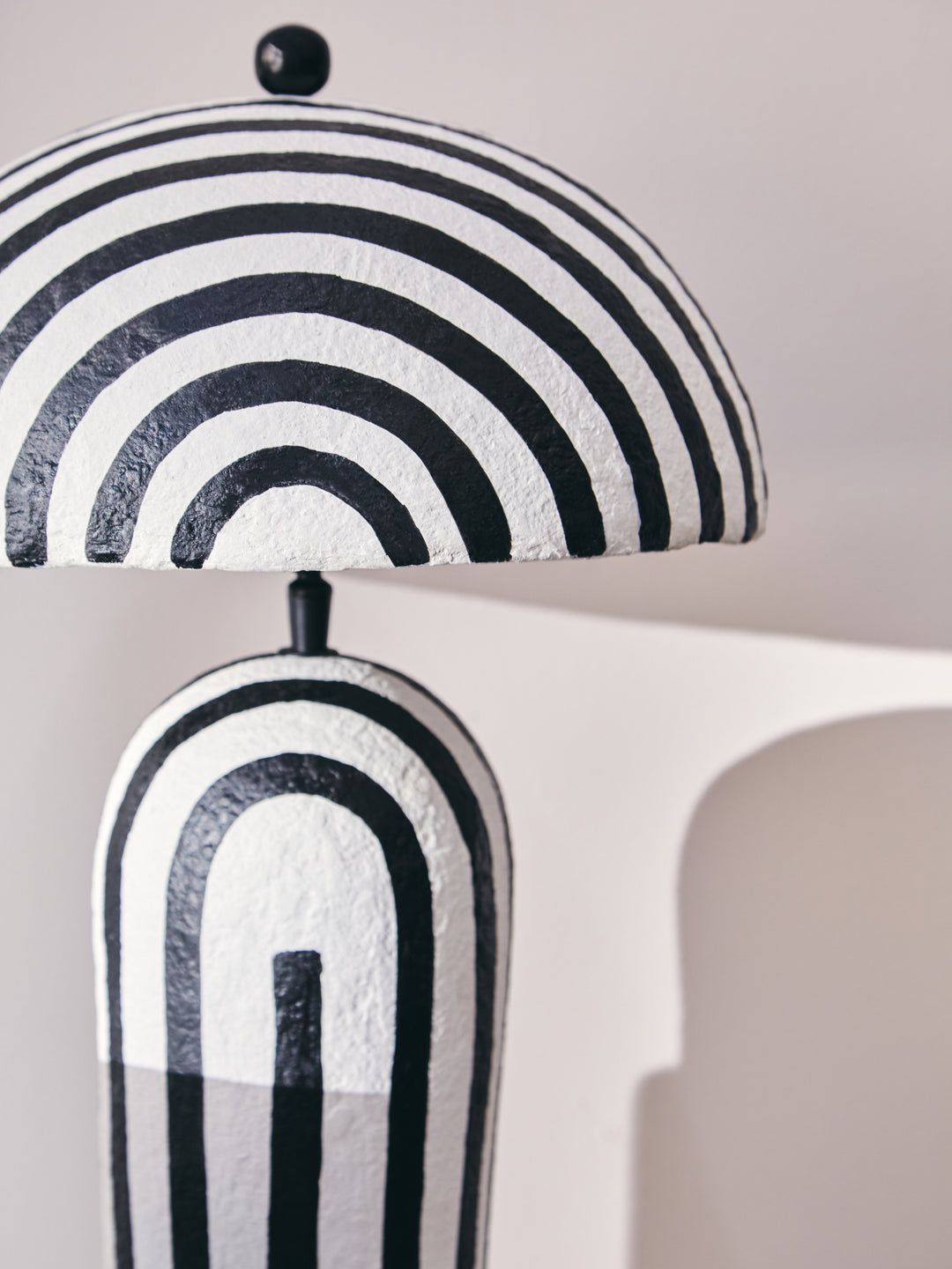 Thrush 50cm Black And White Stripe Table Lamp With Dome Shade