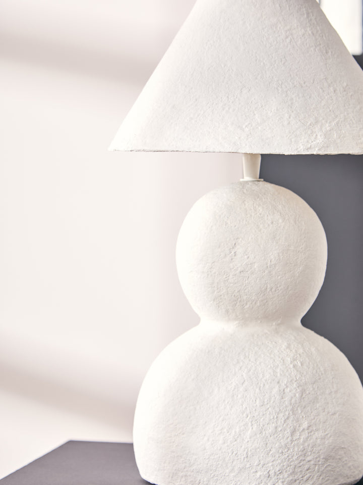Thrush 44cm White Papier Mache Table Lamp