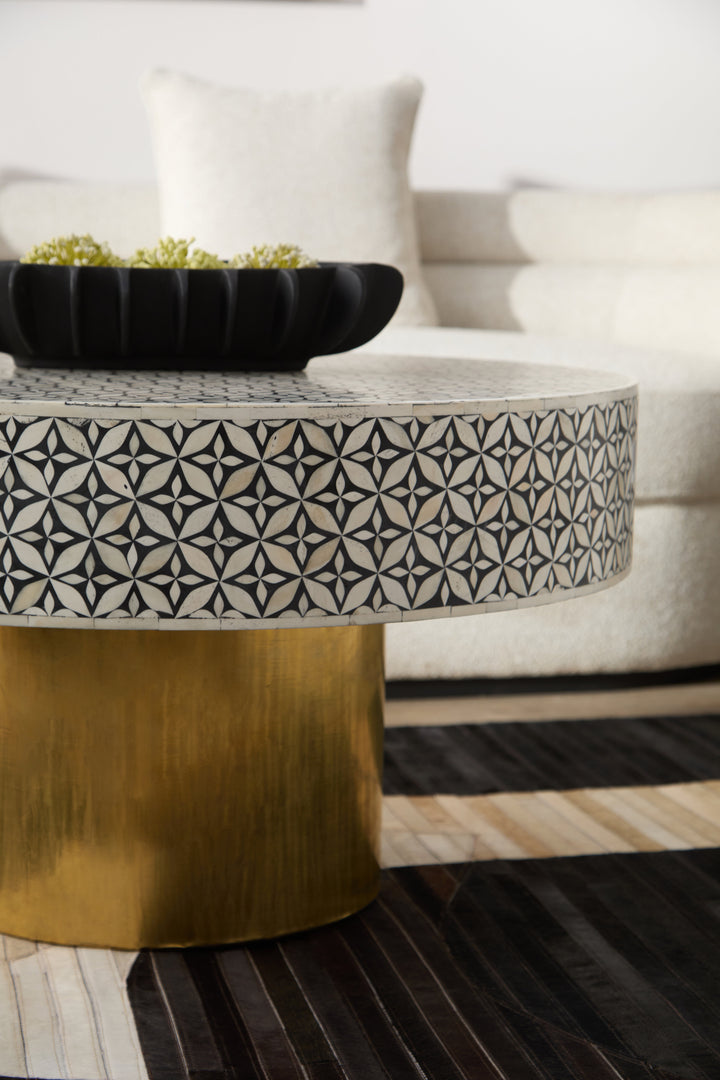 Jasper Round Coffee Table With Gold Base