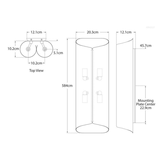 Selfoss Tall Wall Light Black, Wall Light, Large - Andrew Martin
