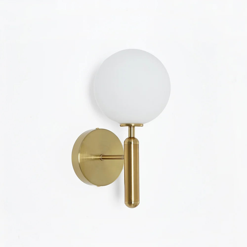 Decorica White and Gold LED Glass Globe Indoor Wall Sconce