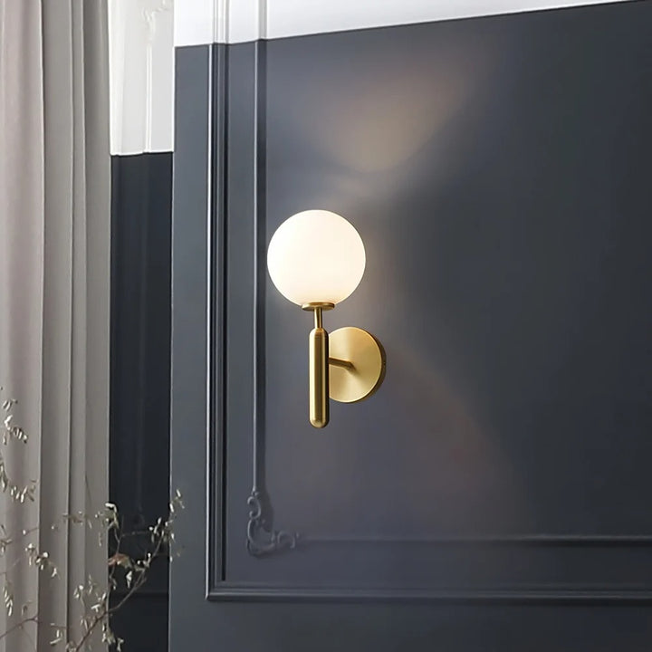Decorica White and Gold LED Glass Globe Indoor Wall Sconce