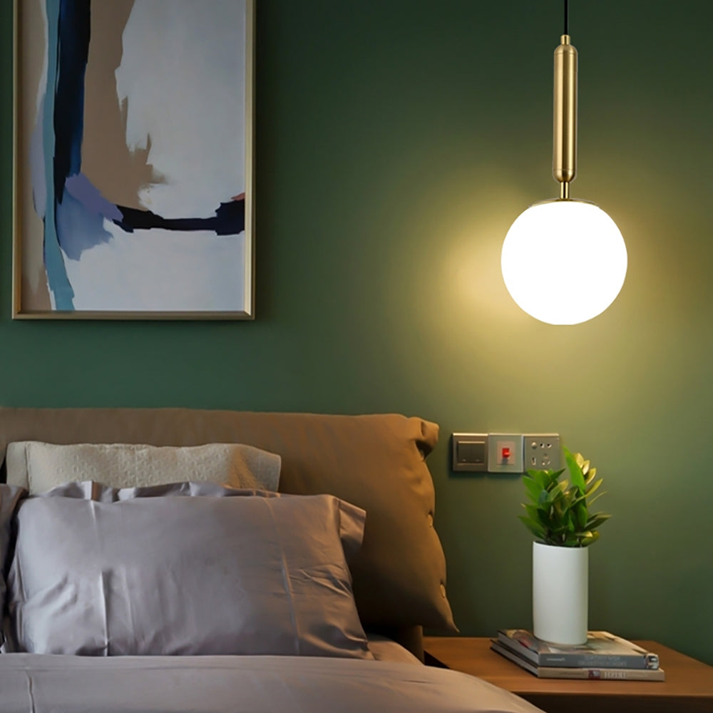 Decorica LED Globe White and Gold Single Pendant Light