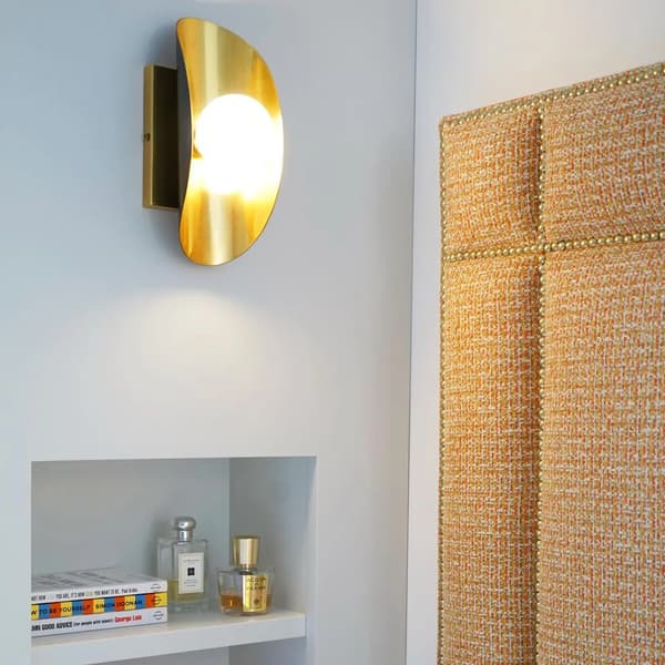 Hopper Single Wall Light, Wall Light, Black/Brass - Andrew Martin