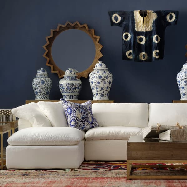 Truman Junior White Linen Sectional Sofa | Small Corner Sofa | White Linen Sofa - Andrew Martin