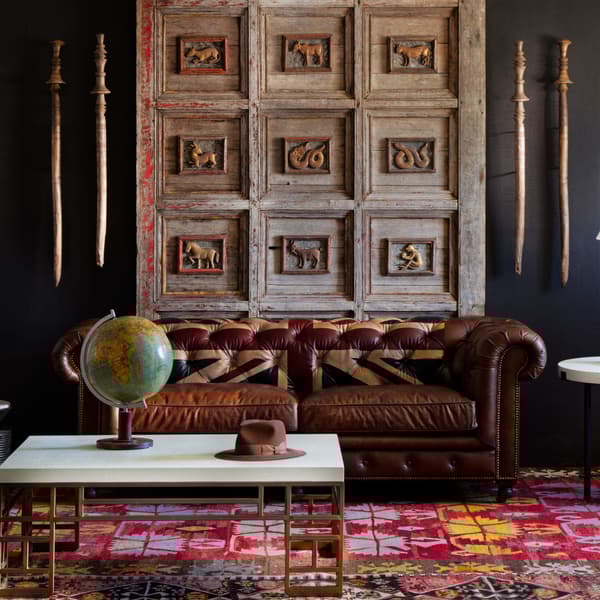 Rebel Union Jack, Sofa, Blue/Brown/Red