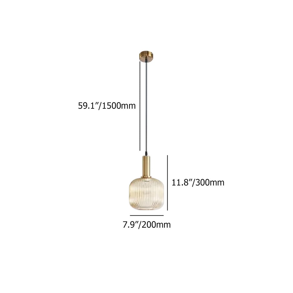 Gold Metal Lantern-Shaped Pendant Light