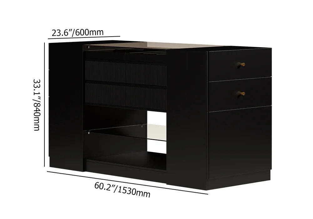 Dark Dresser Walk-in Closet with Glass Top