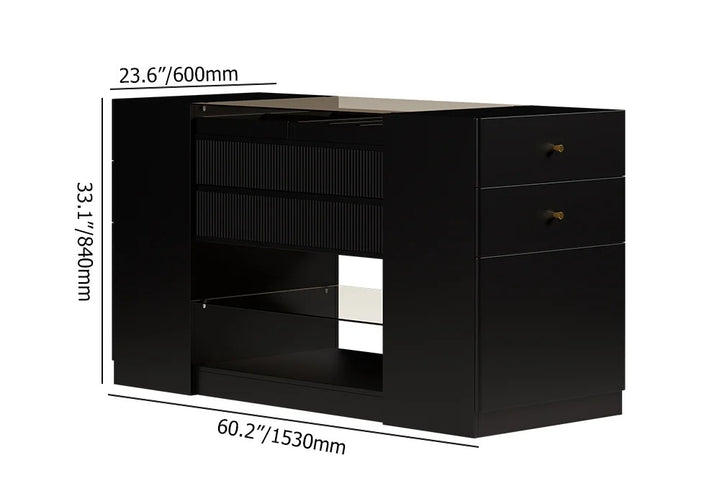 Dark Dresser Walk-in Closet with Glass Top