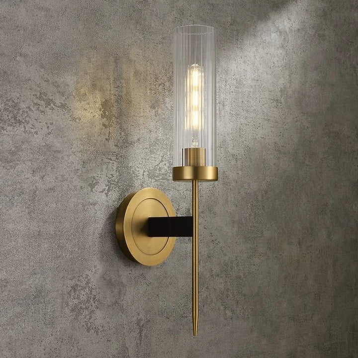 Modern Minimalist 1-Light Cylinder Clear Ribbed Glass Shade