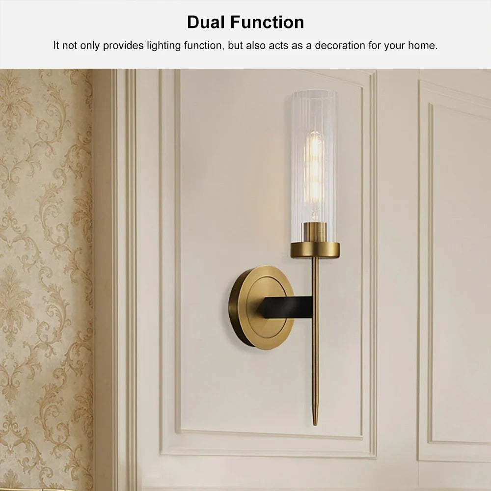 Modern Minimalist 1-Light Cylinder Clear Ribbed Glass Shade