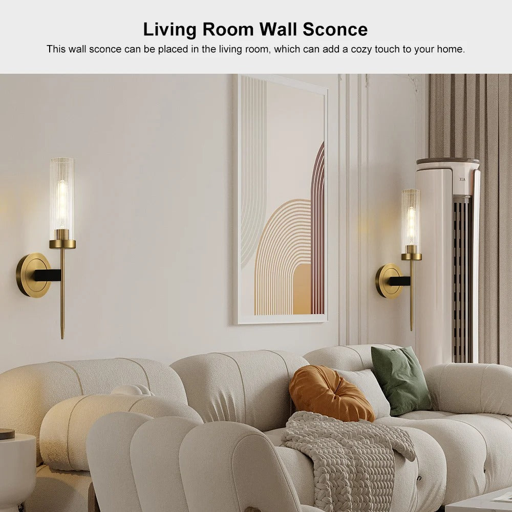 Modern Minimalist 1-Light Cylinder Clear Ribbed Glass Shade