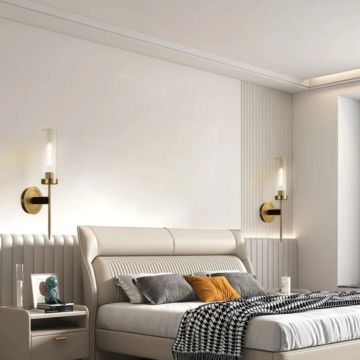 Modern Minimalist 1-Light Cylinder Clear Ribbed Glass Shade