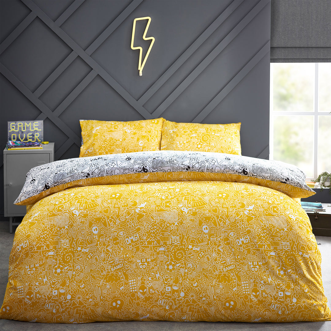 Doodles Db Duvet Set White/Black - image 2